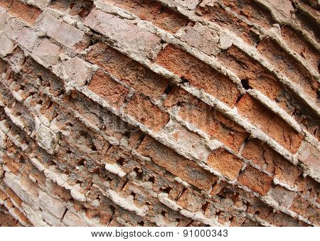 Closeup Of The Old Wall Of The Destroyed Bricks