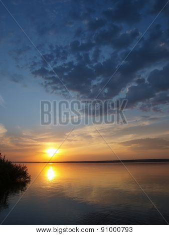 Summer Sundown On Lake