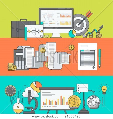 Set of color line banners for business