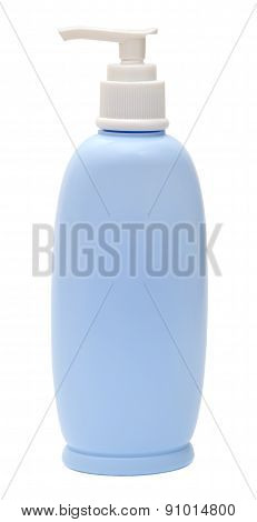 Closed Cosmetic Or Hygiene Plastic Bottle Of Gel, Liquid Soap, Lotion, Cream, Shampoo. Isolated On W