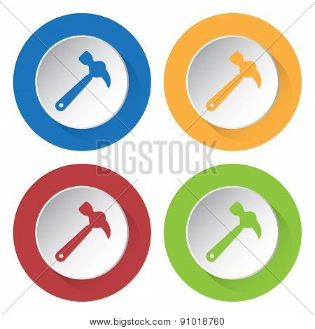 Set Of Four Icons - Claw Hammer