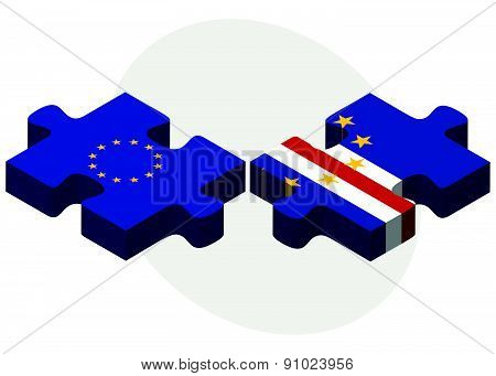 European Union And Cabo Verde Flags In Puzzle