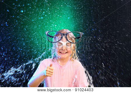Girl With Glasses Have  Fun