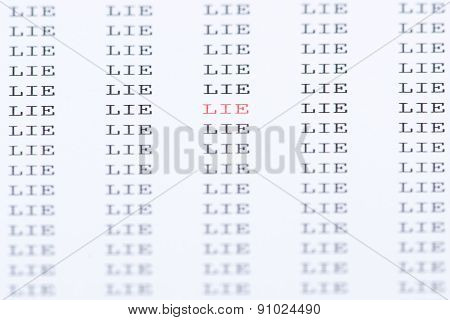 The Word 'lie' In Shallow Focus