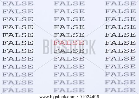 The word 'False' surrounded by similar text