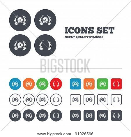 Laurel wreath award icons. Prize for winner.