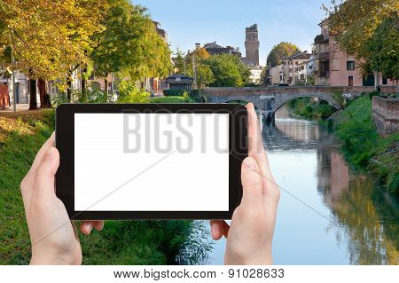 Tourist Photographs Of Bridge In Padua City, Italy