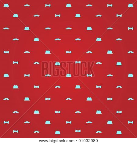 Vector gentleman mustache bow tie seamless hipster pattern