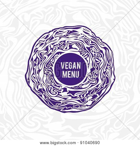 Vegan menu design. Violet cabbage.