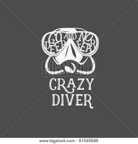 T-shirt print. Crazy diver.