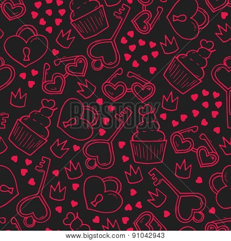 Seamless pattern with lovely hand drawn elements.