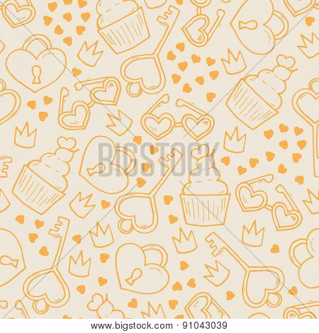 Seamless pattern with hand drawn elements.