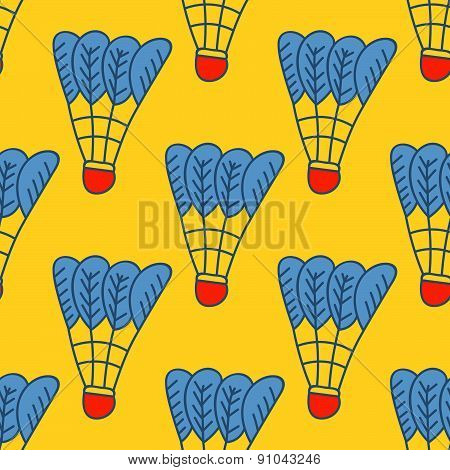 Seamless pattern with hand drawn shuttlecocks