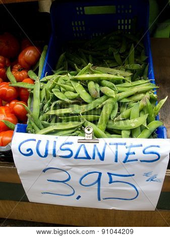 Green Peas Pods In A Market