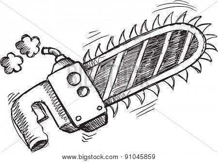 Doodle Sketch Chain Saw Vector Illustration Art 