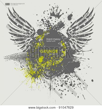 Grunge poster  vector background. Dirty urban print for t-shirt. Abstract dirt backgrounds texture. Grunge banner with an inky dribble strip with copy space. Abstract background for party