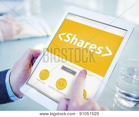 Digital Online Shares Commision Office Working Concept