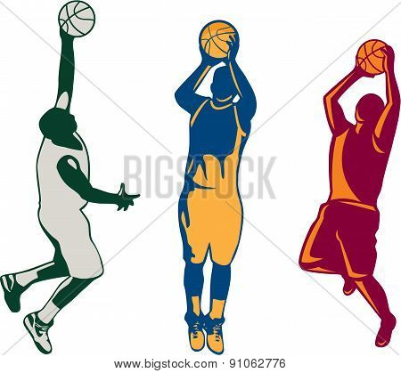 Basketball Player Shooting Retro Collection