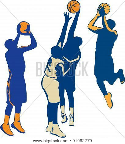 Basketball Player Shoot Ball Retro Collection
