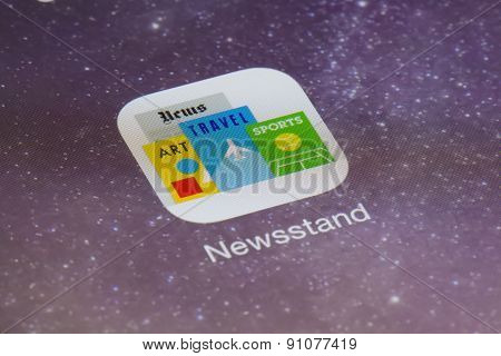 Close-up of Newsstand app on an iPad