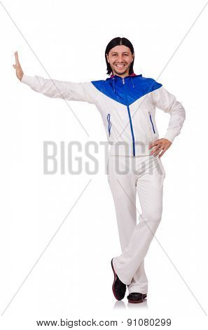 A man in white sportswear isolated on white