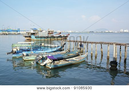 Wooden Fisherman Boat On Water