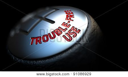 Trouble-Free Use on Gear Stick with Red Text.