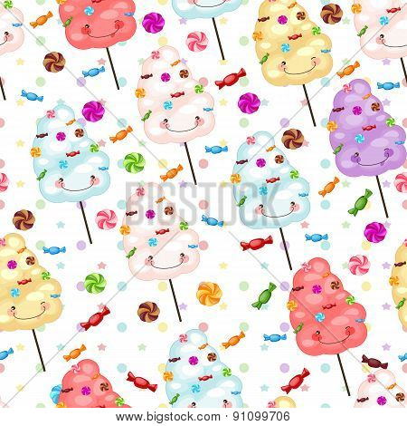 Baby Gift Seamless Background Of Cotton Candy, Candy.