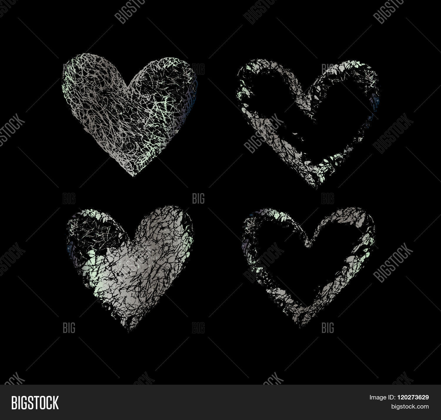 Set Silver Hearts Image &amp; Photo (Free Trial) | Bigstock