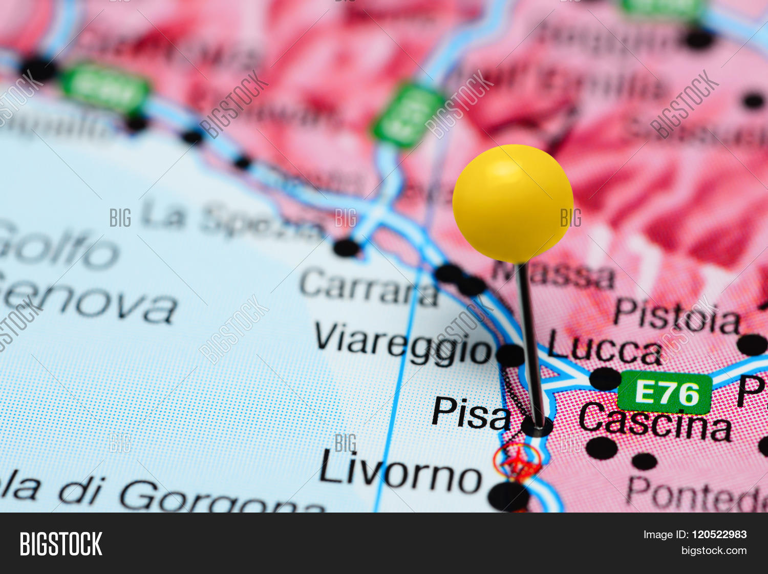 Pisa Pinned On Map Image & Photo (Free Trial) | Bigstock