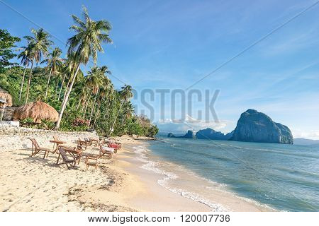 Bar View In Las Cabanas Beach El Nido - Beautiful Tropical Destination In Palawan Philippines