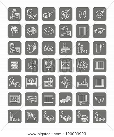 Mattresses, Beds, Linear Icon...