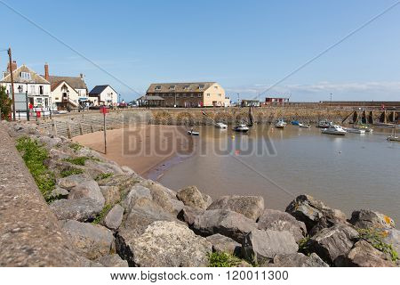 Boats in Minehead harbour Somerset England uk in summer with blue sky on a beautiful day