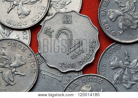 Coins of Hong Kong. Two Hong Kong dollars.