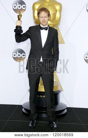 Laszlo Nemes at the 88th Annual Academy Awards - Press Room held at the Loews Hollywood Hotel in Hollywood, USA on February 28, 2016.