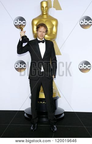 Laszlo Nemes at the 88th Annual Academy Awards - Press Room held at the Loews Hollywood Hotel in Hollywood, USA on February 28, 2016.
