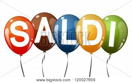Colored Balloons With Text Sale (in Italian)