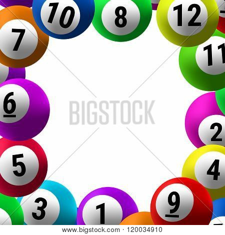 Frame of colored balls to bingo on a white background.