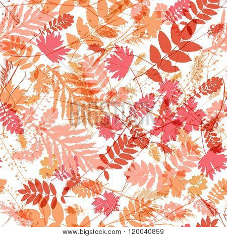 Seamless light color realistic leaf pattern.