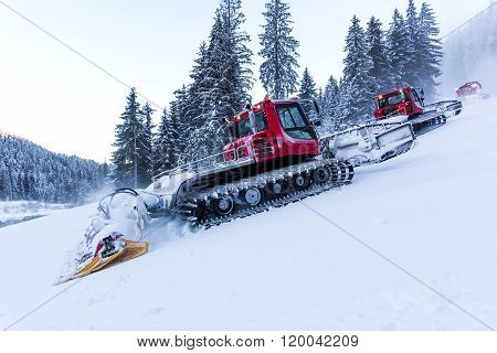 Snowcat Preparation Ski Slope