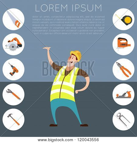 Banner with tools and a worker2