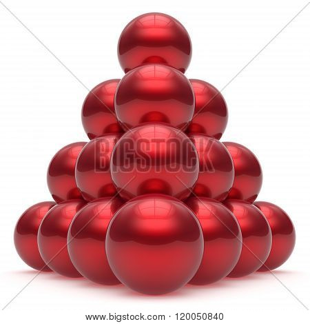 Pyramid hierarchy corporation sphere ball top order leadership element teamwork stable group business concept red shiny sparkling