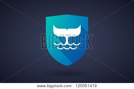 Long Shadow Shield Icon With  A Whale Tail