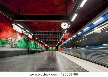 January 5 2016. Stockholm. The interior and the platform of station 