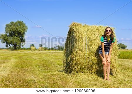 Minx girl on the sunny field.