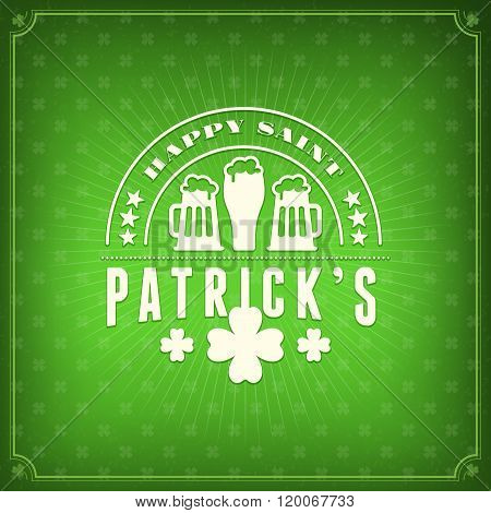 St. Patricks Day Holiday Badge Design. Vector Greetings Card Design. Saint Patricks Day Background.