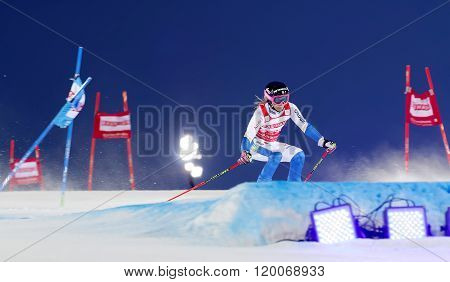 STOCKHOLM SWEDEN - FEB 23 2016: Frida Hansdotter (SWE) skiing at the FIS Alpine Ski World Cup - Men's and Woman's city event February 23 2016 Stockholm Sweden