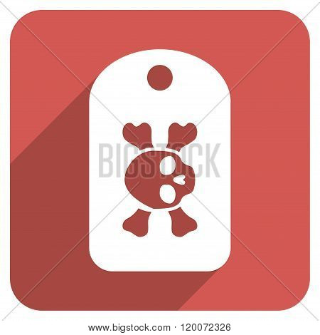 Morgue Tag Flat Rounded Square Icon with Long Shadow