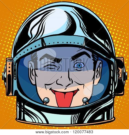emoticon tongue Emoji face man astronaut retro