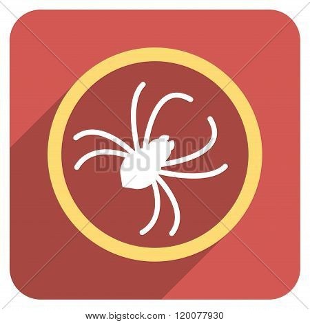 Spider Flat Rounded Square Icon with Long Shadow